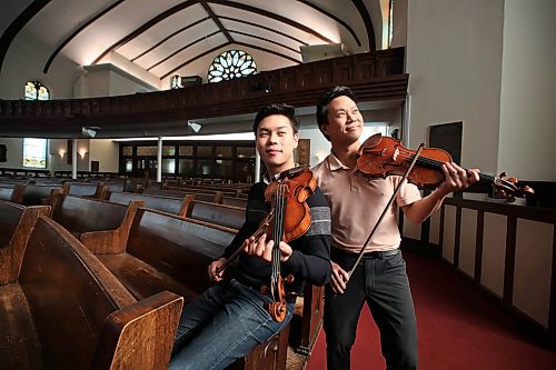 RUTH BONNEVILLE  /  WINNIPEG FREE PRESS 

ENT - Chooi brothers violinists play with MB Chamber Orchestra. 

Rehearsal at Westminster United Church.


Portrait of  Chooi brothers violinists, Nikki (beige golf shirt) and Timothy (younger brother), two Canadian violinists, during rehearsal at Westminster United Church on Tuesday.  

They will be appearing in concert with the Manitoba Chamber Orchestra at Westminster United Church at 7:30pm Wednesday. 


See Holly Harris story. 

Sept 24, 2019 


