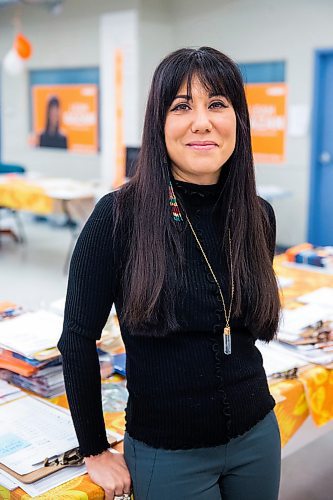 MIKAELA MACKENZIE / WINNIPEG FREE 
Leah Gazan, the NDP candidate for Winnipeg Centre, at her campaign headquarters in Winnipeg on Tuesday, Oct. 15, 2019. For Larry Kusch story.
Winnipeg Free Press 2019.