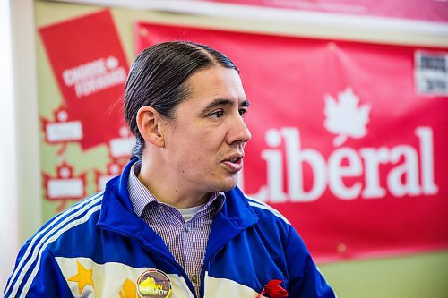 MIKAELA MACKENZIE / WINNIPEG FREE 
Robert-Falcon Ouellette, the Liberal candidate for Winnipeg Centre, at his campaign headquarters in Winnipeg on Tuesday, Oct. 15, 2019. For Larry Kusch story.
Winnipeg Free Press 2019.