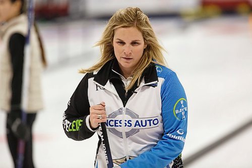 MIKE DEAL / WINNIPEG FREE PRESS
Skip Jennifer Jones prepares to throw a rock as her team plays against Team Ackland during the 2019 Canad Inns Classic in Portage la Prairie at the Portage Curling Club Thursday.
191017 - Thursday, October 17, 2019.