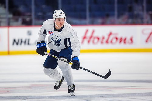 MIKAELA MACKENZIE / WINNIPEG FREE PRESS

Kristian Vesalainen at Manitoba Moose practice at Bell MTS Place in Winnipeg on Tuesday, Oct. 29, 2019.  For Taylor Allen story.
Winnipeg Free Press 2019.