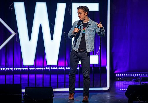 MIKE DEAL / WINNIPEG FREE PRESS
WE co-founder, Craig Kielburger, speaks to the crowd of students from schools across Manitoba during the WE Day event being held at the Burton Cummings Theatre on Wednesday.
191030 - Wednesday, October 30, 2019.