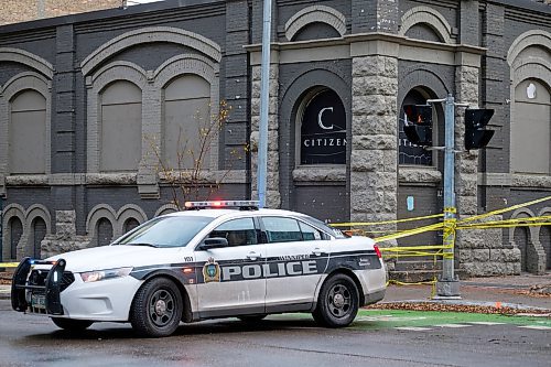 Daniel Crump / Winnipeg Free Press. Police have shutdown a section of Princess Street around Citizen Nightclub in the Exchange District as they investigate yet another homicide in the city. November 2, 2019.