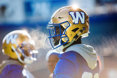 MIKAELA MACKENZIE / WINNIPEG FREE PRESS

Winston Rose during Bombers practice at IG Field in Winnipeg on Wednesday, Nov. 6, 2019. For Taylor Allen story.
Winnipeg Free Press 2019.