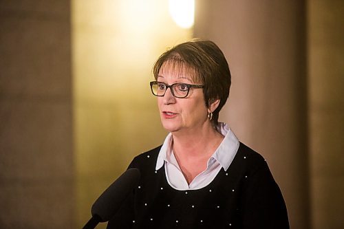 MIKAELA MACKENZIE / WINNIPEG FREE PRESS

Indigenous and northern relations minister Eileen Clarke makes an announcement about indigenous-led youth services at the Manitoba Legislative Building in Winnipeg on Tuesday, Nov. 12, 2019. For Jessica Botelho-Urbanski story.
Winnipeg Free Press 2019.