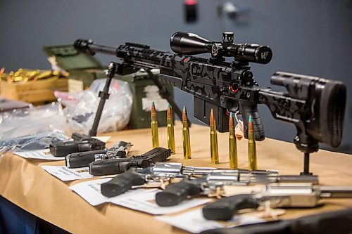 MIKAELA MACKENZIE / WINNIPEG FREE PRESS

Guns from a firearms seizure at the Winnipeg Police Headquarters in Winnipeg on Tuesday, Nov. 12, 2019. For Ryan Thorpe story.
Winnipeg Free Press 2019.