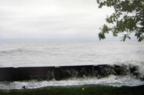 MIKE.DEAL@FREEPRESS.MB.CA 0900812 Some photos provided by Earle Forshaw at his place in Dunnottar on the South West edge of Lake Winnipeg where he has a wooden wall that he hopes will keep his property from being pulled into the lake. The photos were taken during a heavy storm mid-July where water from the lake was washing over his barrier. For Kevin Rollason story.  WINNIPEG FREE PRESS