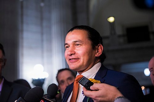 MIKAELA MACKENZIE / WINNIPEG FREE PRESS

Opposition leader Wab Kinew speaks to the media after the speech from the throne at the Manitoba Legislative Building in Winnipeg on Tuesday, Nov. 19, 2019. 
Winnipeg Free Press 2019.