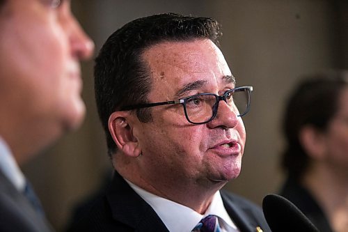 MIKAELA MACKENZIE / WINNIPEG FREE PRESS

Conservative minister Jeff Wharton speaks to the media at the Manitoba Legislative Building in Winnipeg on Thursday, Nov. 28, 2019. For Larry/Jessica story.
Winnipeg Free Press 2019.