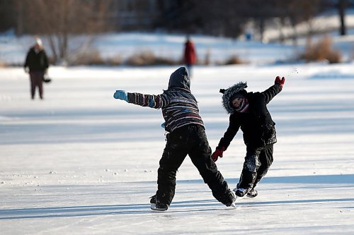JOHN WOODS / WINNIPEG FREE PRESS
A young skater loses their balance at the Assiniboine Park Duck Pond in Winnipeg Sunday, December 15, 2019. Studies allege that winter is getting milder.

Reporter: weather story/standup