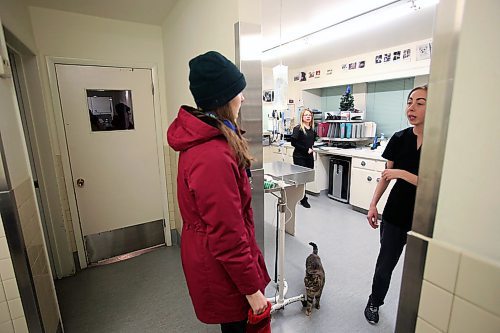 SHANNON VANRAES / WINNIPEG FREE PRESS
Veterinary assistant Anika Toews, right, talks to a colleague at the Winnipeg Animal Emergency Hospital as new patients are brought to the hospital on December 14th, 2019.