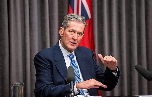 MIKAELA MACKENZIE / WINNIPEG FREE PRESS

Premier Brian Pallister speaks to the media about potential pension plan changes at the Manitoba Legislative Building in Winnipeg on Monday, Dec. 16, 2019. For Jessica Botelho-Urbasnki story.
Winnipeg Free Press 2019.