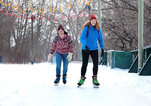 RUTH BONNEVILLE  /  WINNIPEG FREE PRESS 

Local - Forks Skating streeter
Lauren Hamilton (red hat) and Clare Burns head out skating on the trails at the Forks Monday. 

Environmental story on because of high water the Forks Skating trail may not open this year.  


Dec 30th,   2019