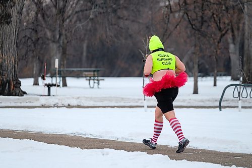 Daniel Crump / Winnipeg Free Press. Coral Wiebe makes her way around the circuit during the annual Polar Bare Run at Assiniboine Park on New Year's Day. January 1, 2020.
