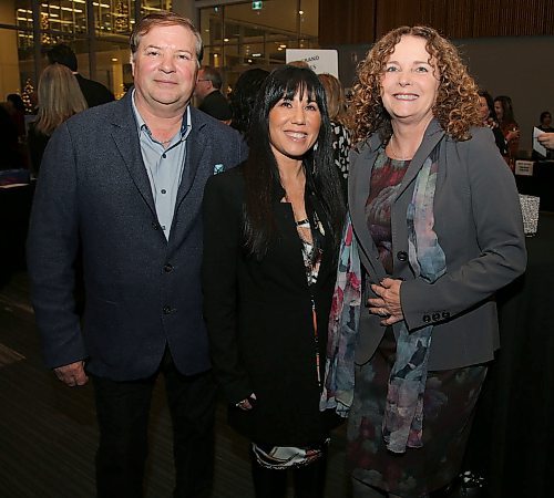 JASON HALSTEAD / WINNIPEG FREE PRESS

L-R: Clark Hryhoruk, Leah Gazan (Member of Parliament for Winnipeg Centre) and Gerri Crilly at the annual House of Peace Welcome Home Dinner on Nov. 12, 2019 at the RBC Convention Centre Winnipeg. (See Social Page)