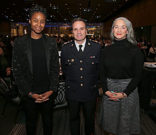 JASON HALSTEAD / WINNIPEG FREE PRESS

L-R: Uzoma Asagwara (MLA for Union Station), Winnipeg Police Service Chief Danny Smyth and Nahanni Fontaine (MLA for St. John's) at the annual House of Peace Welcome Home Dinner on Nov. 12, 2019 at the RBC Convention Centre Winnipeg. (See Social Page)