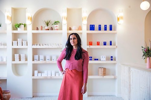 MIKAELA MACKENZIE / WINNIPEG FREE PRESS

Skincare guru Tina Cable poses for a portrait in her new storefront, Myuz, on Corydon in Winnipeg on Monday, Jan. 6, 2020. For Erin Lebar story.
Winnipeg Free Press 2019.