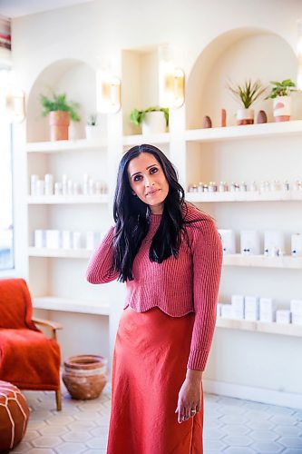 MIKAELA MACKENZIE / WINNIPEG FREE PRESS

Skincare guru Tina Cable poses for a portrait in her new storefront, Myuz, on Corydon in Winnipeg on Monday, Jan. 6, 2020. For Erin Lebar story.
Winnipeg Free Press 2019.