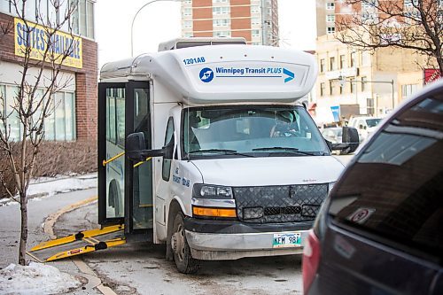 MIKAELA MACKENZIE / WINNIPEG FREE PRESS

A Transit Plus bus makes a stop on Portage Avenue in Winnipeg on Tuesday, Jan. 7, 2020.
Winnipeg Free Press 2019.