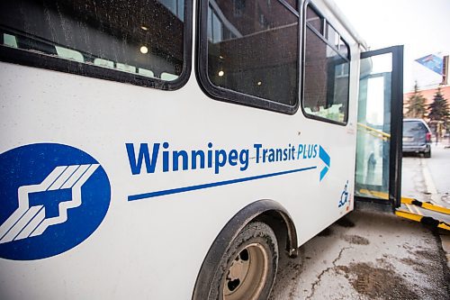 MIKAELA MACKENZIE / WINNIPEG FREE PRESS

A Transit Plus bus makes a stop on Portage Avenue in Winnipeg on Tuesday, Jan. 7, 2020.
Winnipeg Free Press 2019.