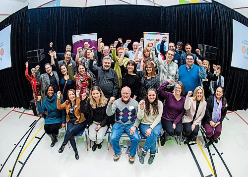 Mike Sudoma / Winnipeg Free Press
Representatives of the twelve foundations cheering as the Winnipeg Foundation announced 5.27 Million dollars in grant money to support their foundations during a press conference Wednesday evening 
January 8, 2020