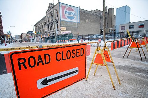 Daniel Crump / Winnipeg Free Press. Princess Street is closed at Pacific Avenue due to an unstable heritage building. January 11, 2020.