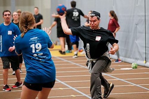 JOHN WOODS / WINNIPEG FREE PRESS
David Ingram takes the shot during the Motionball Marathon of Sport in support of Special Olympics at the Max Bell Centre, University of Manitoba in Winnipeg Sunday, January 12, 2020. 

Reporter: standup