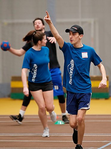 JOHN WOODS / WINNIPEG FREE PRESS
Ryan Savic celebrates his score after taking the shot during the Motionball Marathon of Sport in support of Special Olympics at the Max Bell Centre, University of Manitoba in Winnipeg Sunday, January 12, 2020. 

Reporter: standup