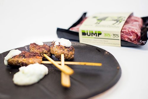 MIKAELA MACKENZIE / WINNIPEG FREE PRESS

Kofta made with Bump beef and plant product at the RRCs Culinary Research and Innovation Centre in Winnipeg on Tuesday, Jan. 14, 2020. For Martin Cash story.
Winnipeg Free Press 2019.