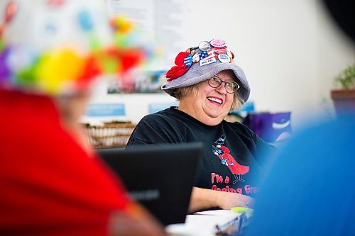 MIKAELA MACKENZIE / WINNIPEG FREE PRESS

Leuba Franko laughs as the Raging Grannies meet at the Old Grace Housing Co-op in Winnipeg on Monday, Jan. 13, 2020. For Brenda Suderman story.
Winnipeg Free Press 2019.