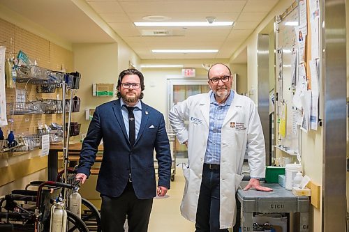 MIKAELA MACKENZIE / WINNIPEG FREE PRESS

University of Manitoba researchers Alex Villafranca (left) and Eric Jacobsohn pose for a portrait in the Asper Research Institute in Winnipeg on Thursday, Jan. 16, 2020. Their study found that disruptive behaviours are happening all too often in operating rooms worldwide. For Sol Israel story.
Winnipeg Free Press 2019.