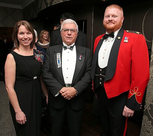 JASON HALSTEAD / WINNIPEG FREE PRESS

L-R: Julie Flook, Jae Eadie (outgoing president, St. Andrew's Society) and Maj. Andrew Flook (Cadet Instructor Cadre, and incoming president, St. Andrew's Society) at the 149th annual St. Andrew's Society of Winnipeg dinner at the Fort Garry Hotel on Nov. 29, 2019. (See Social Page)