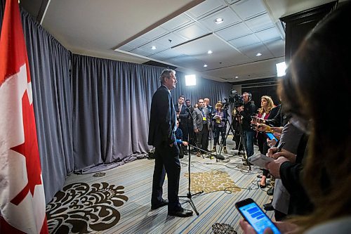 MIKAELA MACKENZIE / WINNIPEG FREE PRESS

Premier Brian Pallister speaks with the media after meeting with Prime minister Justin Trudeau at the Fairmont Hotel in Winnipeg on Monday, Jan. 20, 2020. For Dan Lett story.
Winnipeg Free Press 2019.