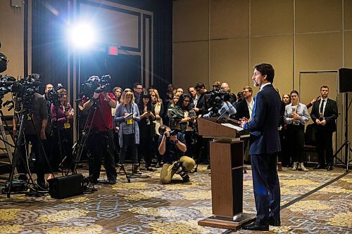 MIKAELA MACKENZIE / WINNIPEG FREE PRESS

Prime Minister Justin Trudeau speaks to the media at the Fairmont Hotel in Winnipeg on Tuesday, Jan. 21, 2020. For Dan Left/Larry Kusch story.
Winnipeg Free Press 2019.