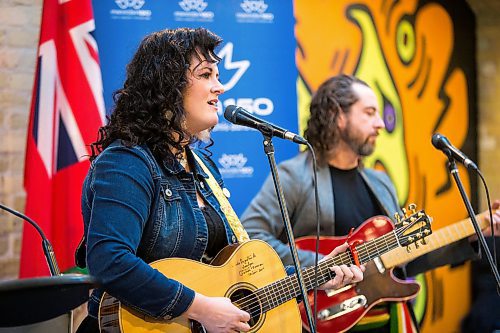 MIKAELA MACKENZIE / WINNIPEG FREE PRESS

Jocelyne Baribeau and Joël Perreault play music before the minister of Canadian heritage announces support for the Manitoba 150 Host Committee at The Forks in Winnipeg on Tuesday, Jan. 21, 2020. For Kevin Rollason story.
Winnipeg Free Press 2019.