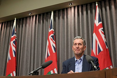 SHANNON VANRAES / WINNIPEG FREE PRESS
Premier Brian Pallister announces disaster financial assistance for municipalities, homeowners, farms and small businesses affected by last October's snow storm during a press conference at the Manitoba legislature on January 23, 2020.