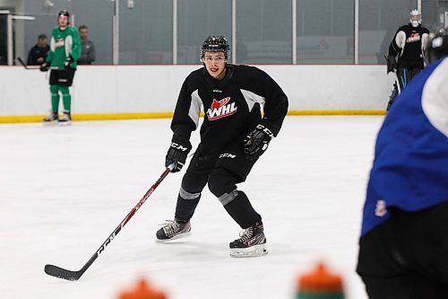 MIKE DEAL / WINNIPEG FREE PRESS
Winnipeg ICEs Ben Zloty (4) during practice at the RINK Thursday morning.
200123 - Thursday, January 23, 2020.