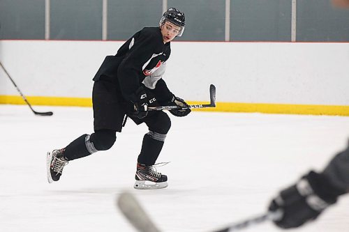 MIKE DEAL / WINNIPEG FREE PRESS
Winnipeg ICEs Ben Zloty (4) during practice at the RINK Thursday morning.
200123 - Thursday, January 23, 2020.