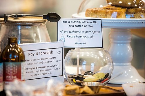 MIKAELA MACKENZIE / WINNIPEG FREE PRESS

The pay-it-forward button jar at Hildegards Bakery in Winnipeg on Friday, Jan. 24, 2020. For Maggie Macintosh story.
Winnipeg Free Press 2019.