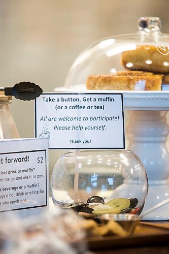 MIKAELA MACKENZIE / WINNIPEG FREE PRESS

The pay-it-forward button jar at Hildegards Bakery in Winnipeg on Friday, Jan. 24, 2020. For Maggie Macintosh story.
Winnipeg Free Press 2019.