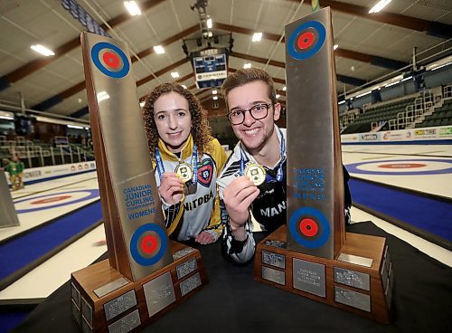 Team Manitoba teams led by Mackenzie Zacharias Jacques Gauthier won gold medals at the Canadian Junior Curling Championships in Langley, BC, Sunday, January 26, 2020. (TREVOR HAGAN / WINNIPEG FREE PRESS)
