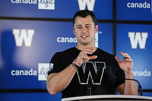 MIKE DEAL / WINNIPEG FREE PRESS
Zach Collaros talks to the media Tuesday morning after the Winnipeg Blue Bombers signed him to two-year extension. 
200128 - Tuesday, January 28, 2020