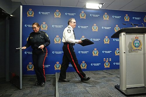 MIKE DEAL / WINNIPEG FREE PRESS
Chief Danny Smyth addresses the IIUs release regarding WPS Patrol Sergeant Sean Cassidy who is facing criminal charges of Unauthorized Use of Computer, Fraud, and Obstruct Justice. 
200129 - Wednesday, January 29, 2020