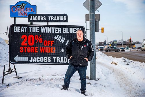 MIKAELA MACKENZIE / WINNIPEG FREE PRESS

Brad Ingles, owner of a mobile sign company, poses for a portrait by one of his signs on Regent Avenue in Winnipeg on Wednesday, Jan. 29, 2020. The city has suggested new regulations for mobile signs that industry says does nothing to enhance public safety or to promote a strong viable business community. For Danielle Da Silva story.
Winnipeg Free Press 2019.