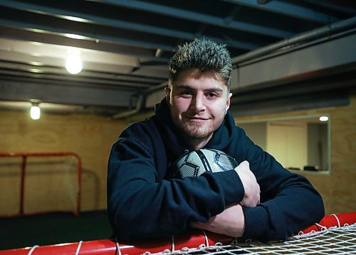 RUTH BONNEVILLE  /  WINNIPEG FREE PRESS 

SPORTS - Valour - Tyler Attardo

Portrait of 18-year-old Winnipegger Tyler Attardo in his mini practise soccer field in his basement on Wednesday.  Attardo  played for Valour last year and has had his contract purchased by a European club. 

Taylor Allen story

Jan 29th,  2020