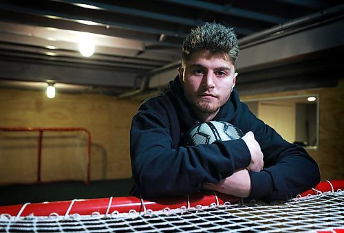 RUTH BONNEVILLE  /  WINNIPEG FREE PRESS 

SPORTS - Valour - Tyler Attardo

Portrait of 18-year-old Winnipegger Tyler Attardo in his mini practise soccer field in his basement on Wednesday.  Attardo  played for Valour last year and has had his contract purchased by a European club. 

Taylor Allen story

Jan 29th,  2020