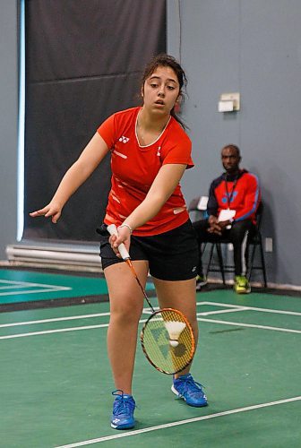 MIKE DEAL / WINNIPEG FREE PRESS
Olivia Meier a para-badminton player who won two medals at the Pan Am Games competes in the Badminton nationals at Prairie Badminton, 275 De Baets Street, Thursday morning.
200130 - Thursday, January 30, 2020.