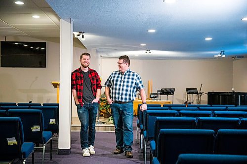MIKAELA MACKENZIE / WINNIPEG FREE PRESS

Scott Poirier (left) and his dad, Jim Poirier, pose for a portrait at Christian Life Church in Winnipeg on Friday, Jan. 31, 2020. They're starting a new congregation for millennials called Z church, which will be led by Scott. For Brenda Suderman story.
Winnipeg Free Press 2019.