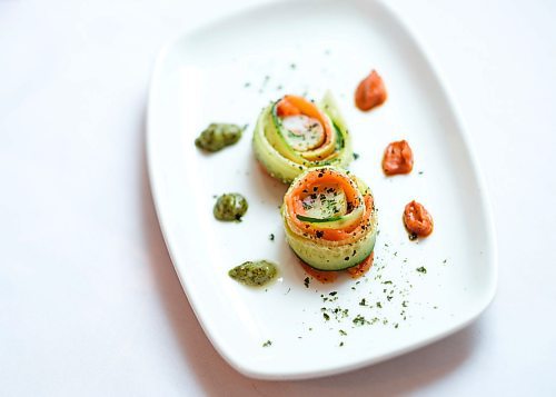 Mike Sudoma / Winnipeg Free Press
A shrimp cucumber roll, a brand new creation freshly prepared by chef Randy Reynolds at Beaujenas French Table Thursday afternoon
January 30, 2020