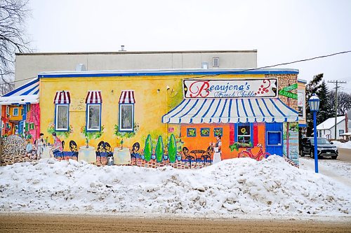 Mike Sudoma / Winnipeg Free Press
Beaujenas French Tables exterior is full of colour with an eye catching mural depicting the St Boniface restaurant.
January 30, 2020